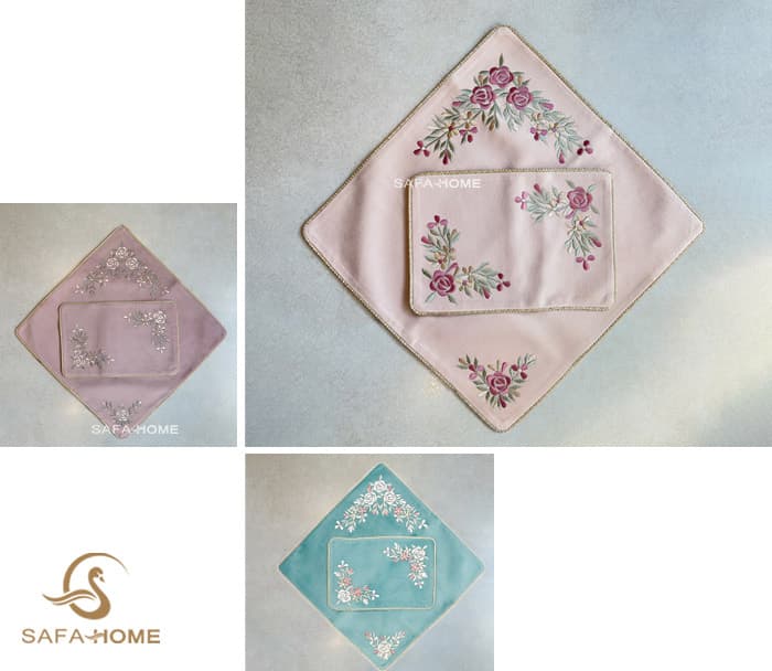 جانماز دو تکه مخمل گلدوزی‌شده ملیسا کد 8