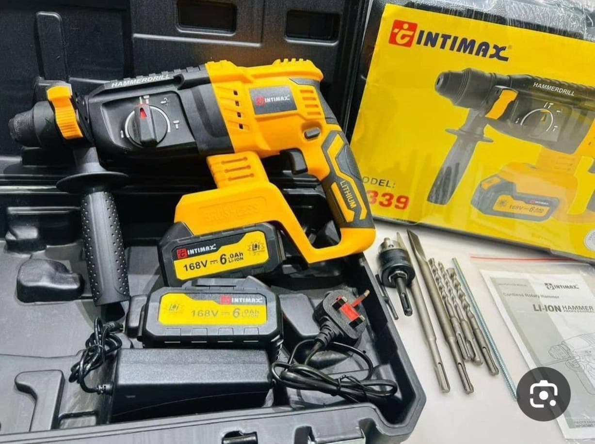 دریل بتن کن شارژی ۳ کیلوی ۳ کاره دو باطری 168 ولت اینتیمکس