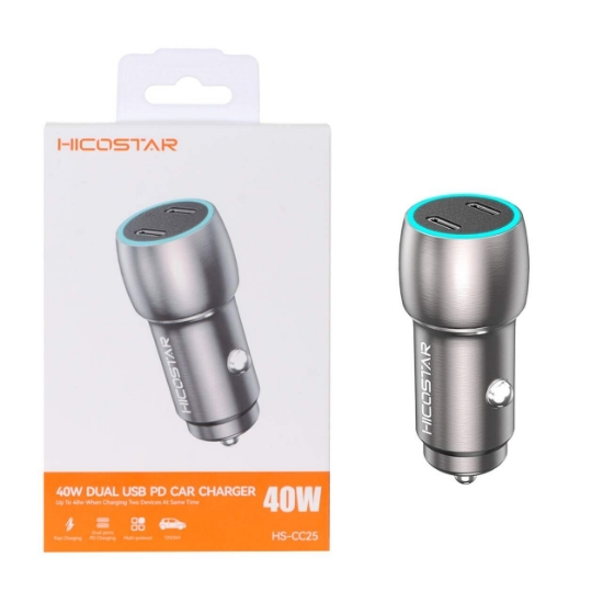 شارژر فندکی دو پورت 40 وات هایکواستار مدل HS-CC25