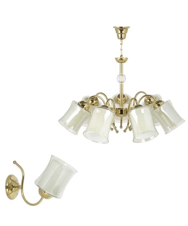 لوستر و چراغ دیواری چشمه نور کد A833/7-1-Pro مجموعه دو عددی