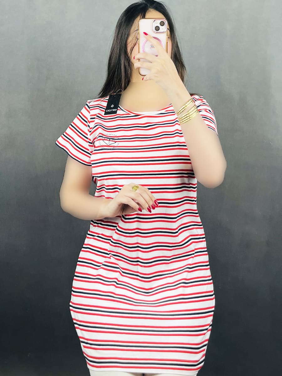 تیشرت لانگ راه راه زنانه اسمارا b2598