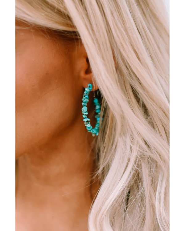 گوشواره زنانه طرح حلقه آبی فیروزه ای هومنیتی Whomanity مدل BH011820-9