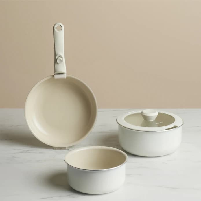 سرویس قابلمه 5 پارچه القایی کاراجا سوئیس کریستال ایزی کلیپ کرم