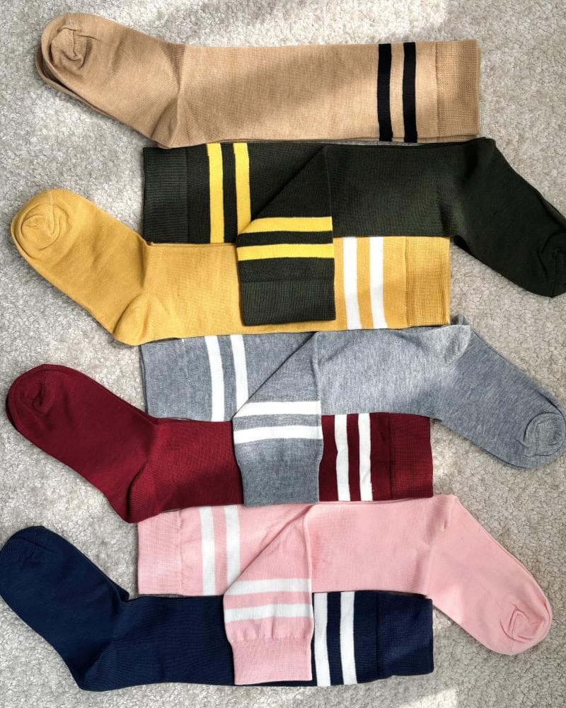 جوراب ساقدار 2 خط رنگی کد 24819