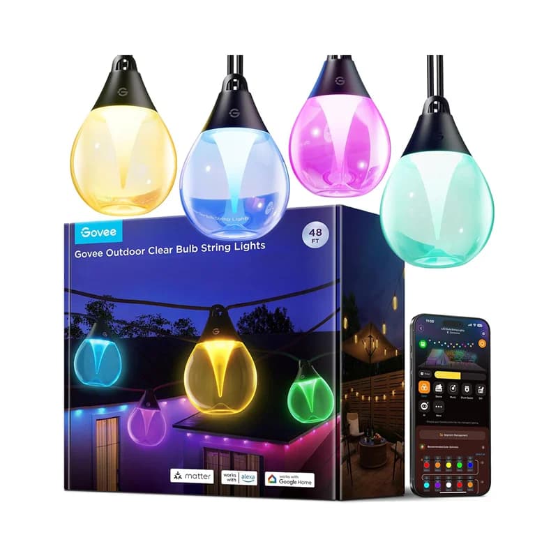 لامپ هوشمند ریسه ای فضای باز گووی مدل Outdoor Clear Bulb String Lights H7025