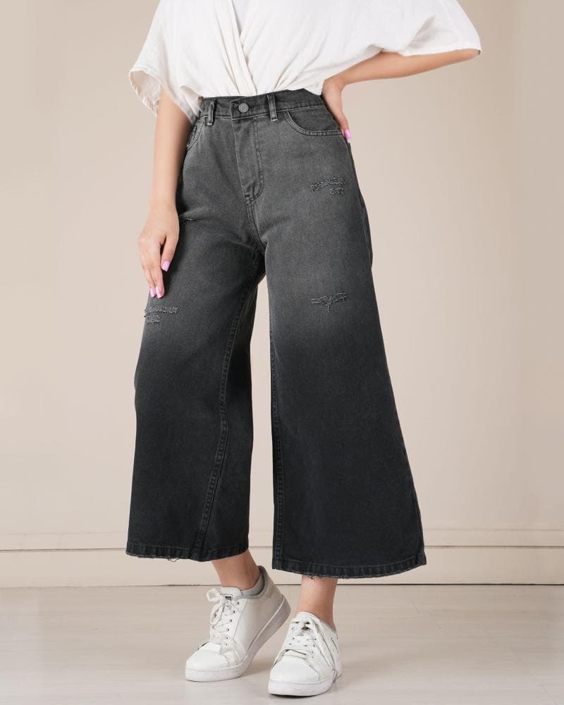 شلوار جین فول بگ کوتاه پلینا کد 2512