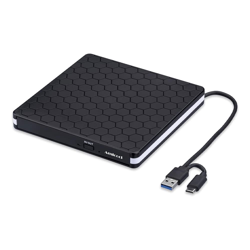 درایو اکسترنال DVD/CD Amicool USB 3.0 Type-C – باریک، پرسرعت و قابل حمل