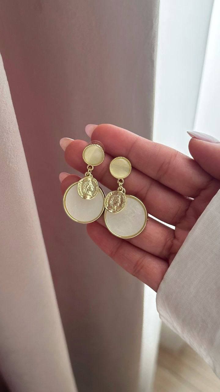 گوشواره سکه و صدف طبیعی