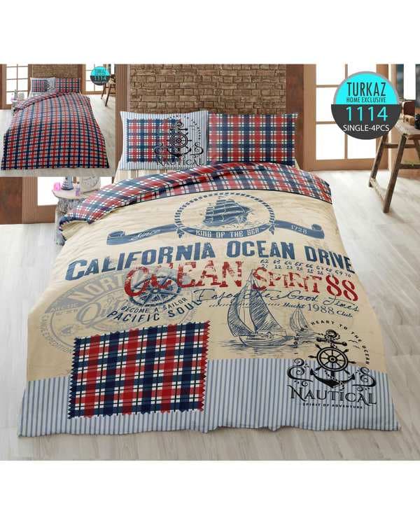 سرویس لحاف روتختی تک نفره 4 تکه دو رو میکرو تنسل گیاهی TURKAZ مدل 1114