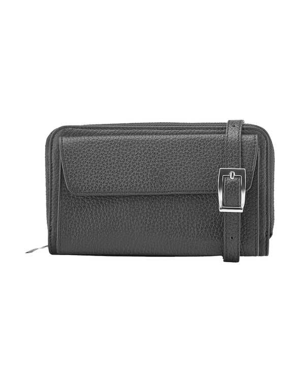 کیف چرم دوشی زنانه مشکی نوین چرم Novin Leather مدل لیانا LHB5026