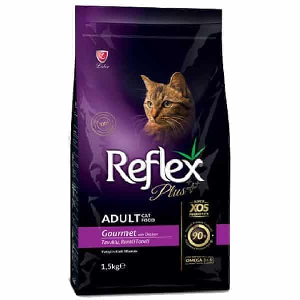 غذای خشک گربه بالغ رفلکس پلاس مدل گورمت وزن 1.5 کیلوگرم