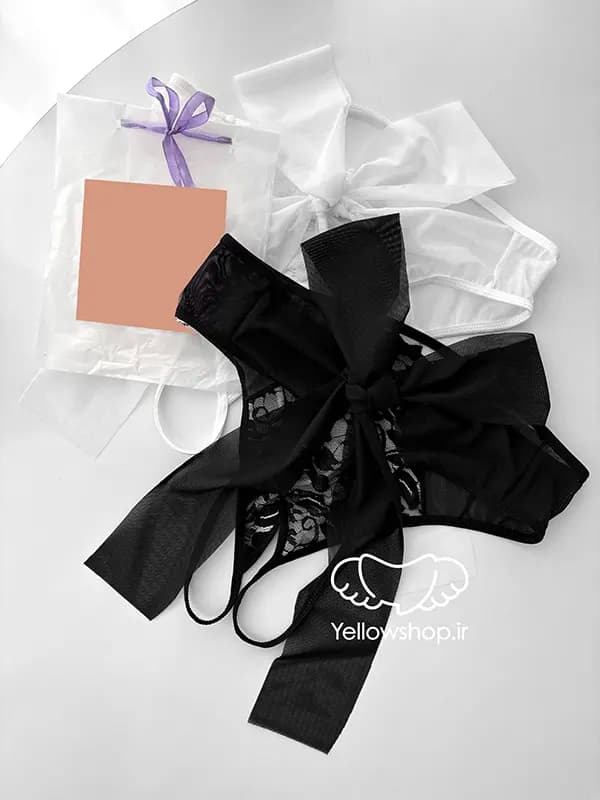 شورت فاق باز فانتزی پشت پاپیونی زنانه کد 22299