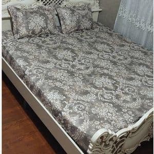 روتختی دونفره کرمی رنگ روتختی قهوه ای روکش تشک دونفره زمینه کرم قهوه ای