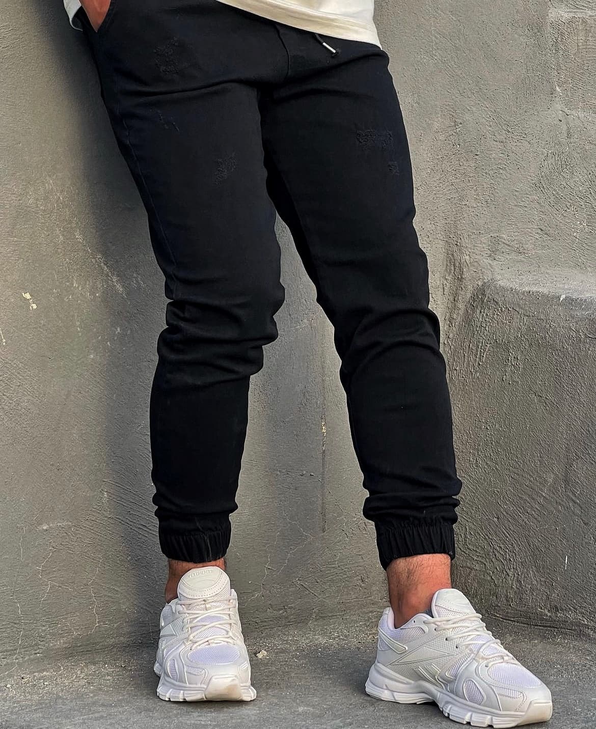 اسلش کمر و‌ دمپا کش جین مشکی مردانه با کیفیت عالی