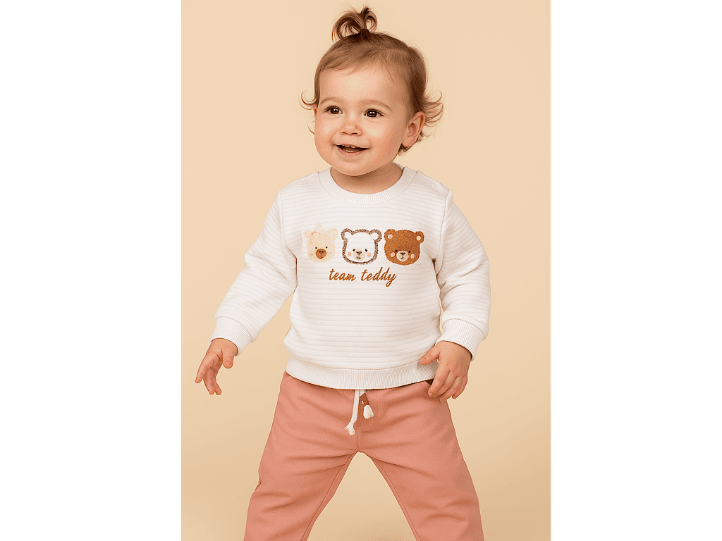 ست بلوز تو کرک با شلوار کتان کمر کش نوزادی طرح Parnia پاپو papo