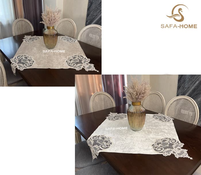 رومیزی مربع 90×90 سلطنتی دانتل‌دار