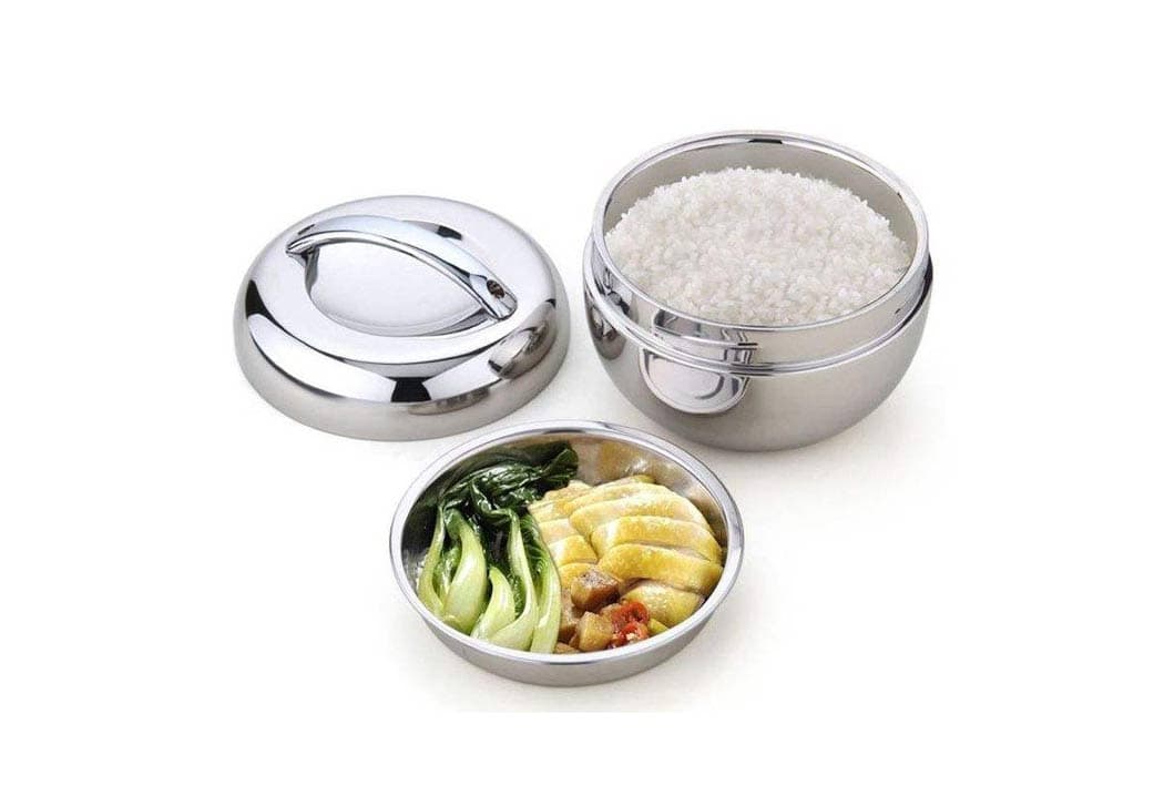 ظرف غذا طرح سیب استیل دو طبقه 800cc