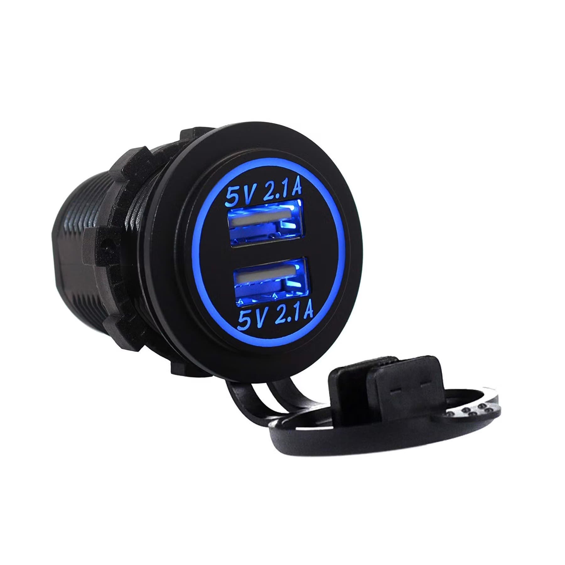 شارژر فندکی ماشین 2 خروجی 2.1A با نوار LED آبی