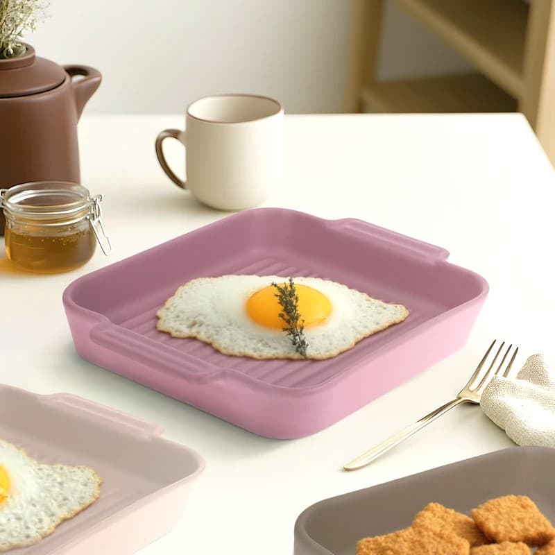 تابه مربع دو دسته سرامیکی مات- یک عدد