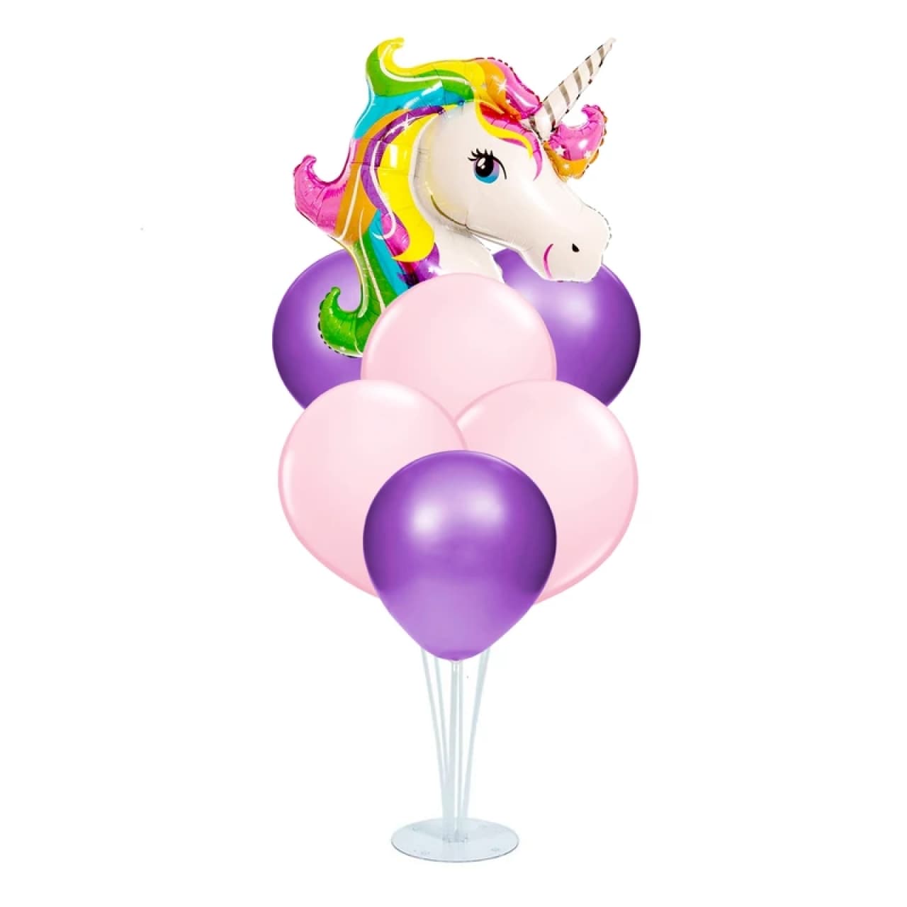 استند بادکنک مدل اسب تک شاخ مجموعه 8 عددی به همراه بادکنک