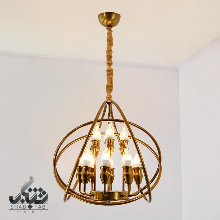 لوستر آویز 12 شعله مدرن کد 3735 آنتیک SHJ – سرپیچ E14