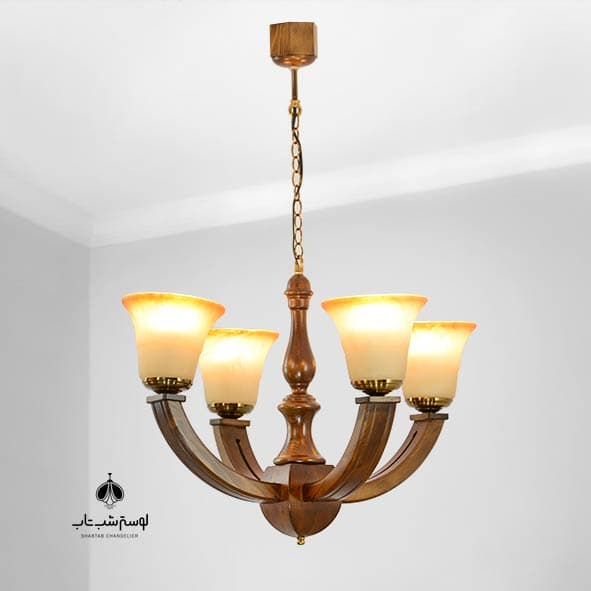 لوستر آویز 4 شعله چوبی موناکو دارکار کد 231/4