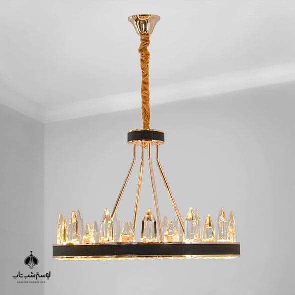 لوستر آویز کریستالی 8927/600 مشکی طلایی