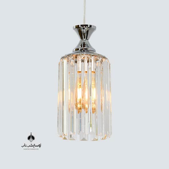 لوستر آویز کریستالی تک شعله شب تاب 876/1 کروم