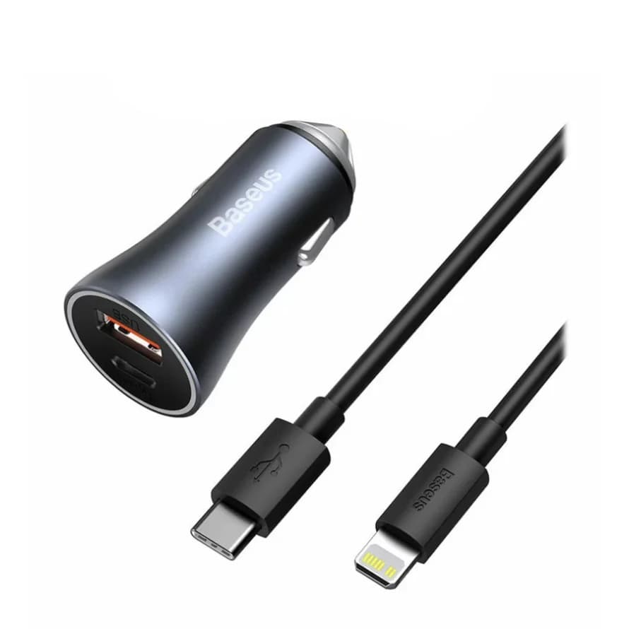 شارژر فندکی 40 وات بیسوس مدل TZCCJD B0G همراه با کابل