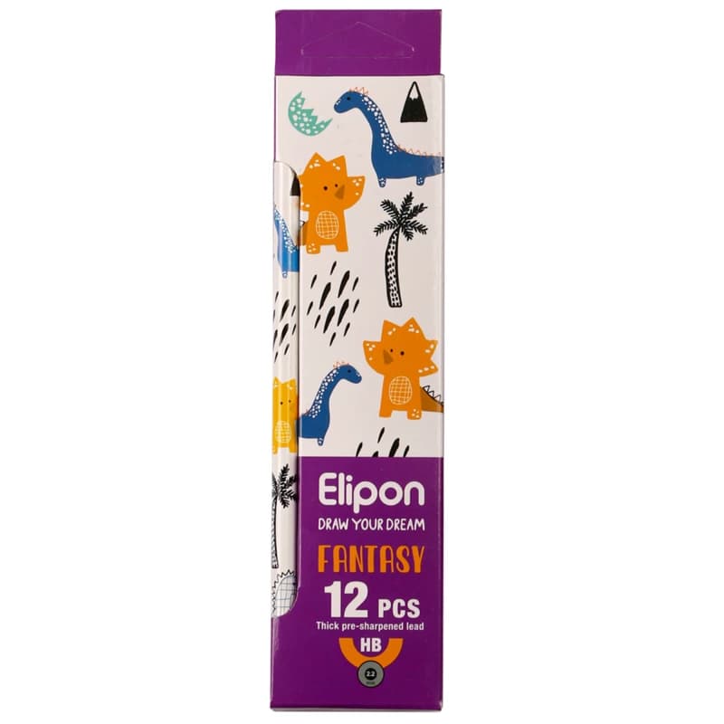 مداد مشکی الیپون مدل فانتزی گرد کد 8101312 بسته 12 عددی