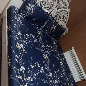 روتختی کشدوزی تخت دونفره طرح نیم ست خوشخواب شکوفه سرمه ای