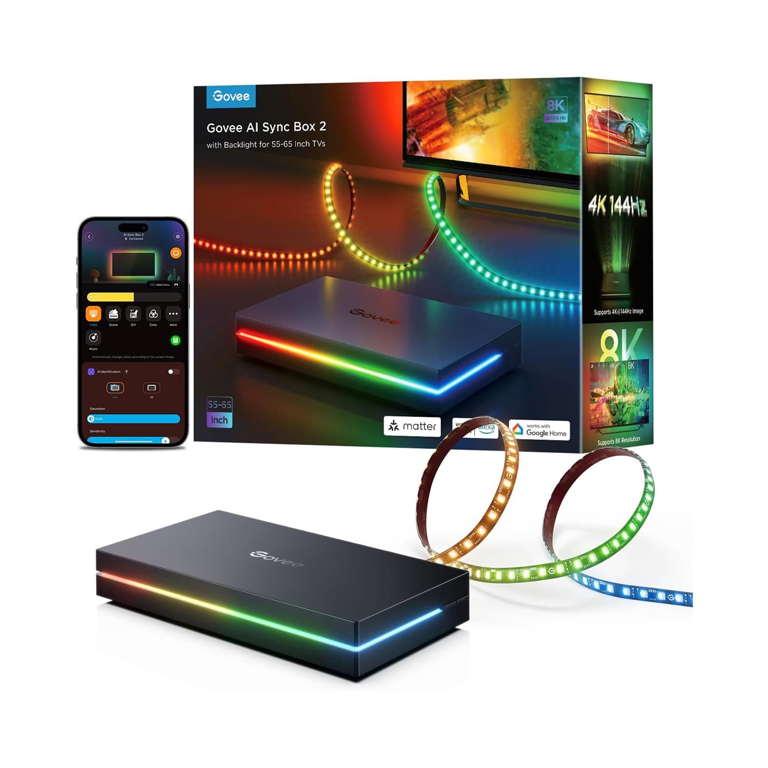 ریسه هوشمند تلویزیون 75-85 اینچ گووی مدل AI Sync Box 2 H6604C