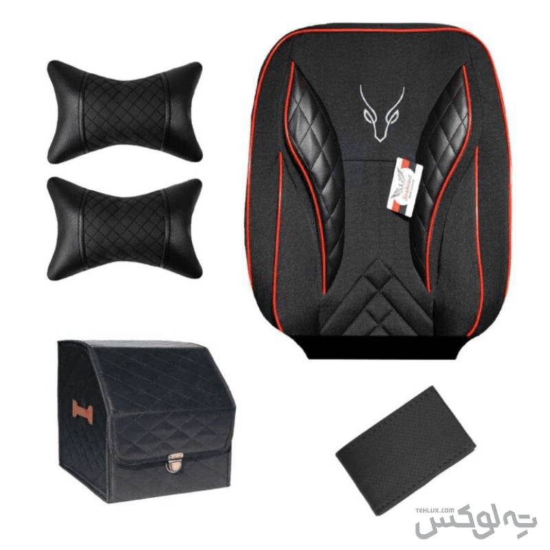 روکش صندلی رانا صندلی جدید پارچه ای برند سوشیانت مدل تورنتو به همراه پشت گردنی و جعبه نظم دهنده و دور فرمان