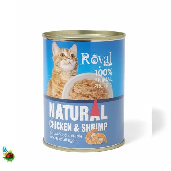 کنسرو نچرال گربه رویال کوکو طعم مرغ و میگو Royal coco natural chicken & shrimp وزن ۳۸۰ گرم