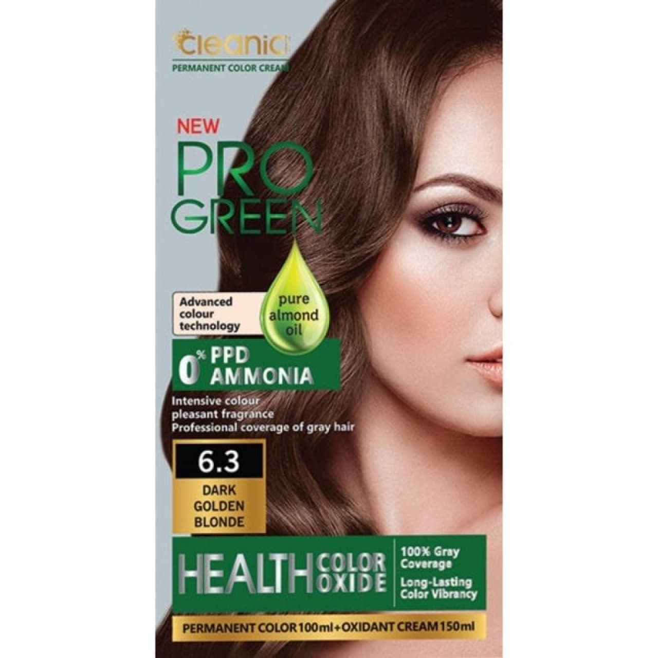 کیت رنگ موی بدون آمونیاک PRO GREEN رنگ بلوند طلایی تیره شماره 6.3 حجم 100 گرم