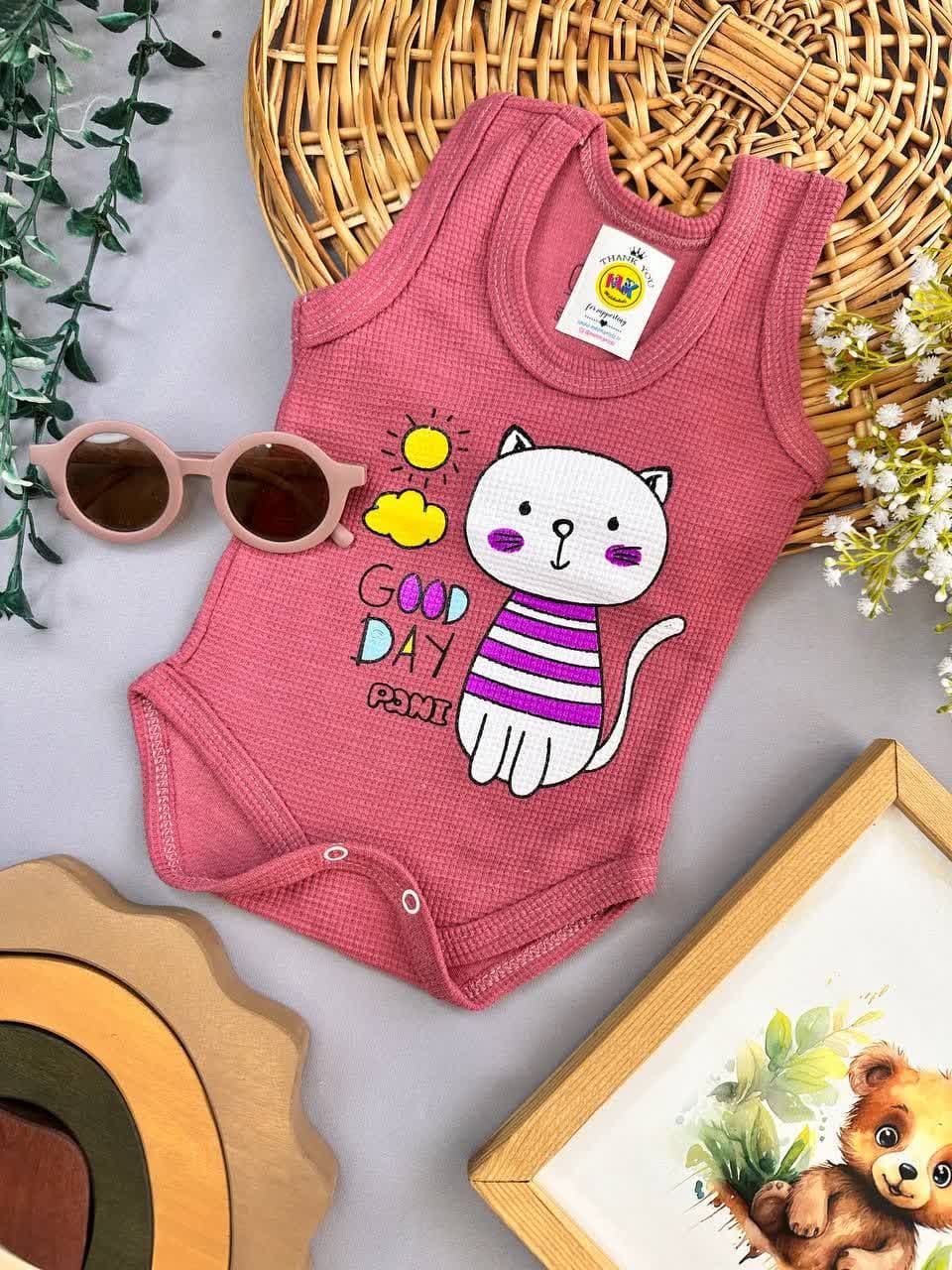 بادی زیردکمه بیسکویتی طرح گربه good day کالباسی نوزادی و کودک کد 118056