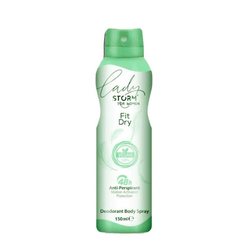 اسپری بدن ضد تعریق زنانه استورم مدل Fit Dry حجم 150 میل