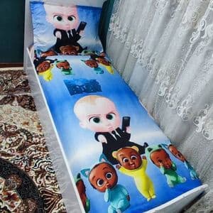 روتختی بچه رییس کشدار تخت یک نفره همراه یک عدد روبالشت بچه رییس روتختی بچگانه