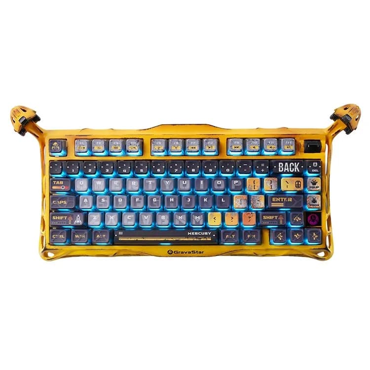 کیبورد بی سیم گیمینگ گراواستار GravaStar Mercury K1 Pro Wireless طرح Special Edition Battle Worn-Yellow