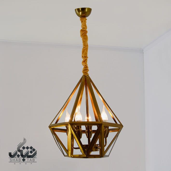 لوستر مدرن دیاموند پنج شعله کد 1275 آنتیک SHJ -سرپیچ E14