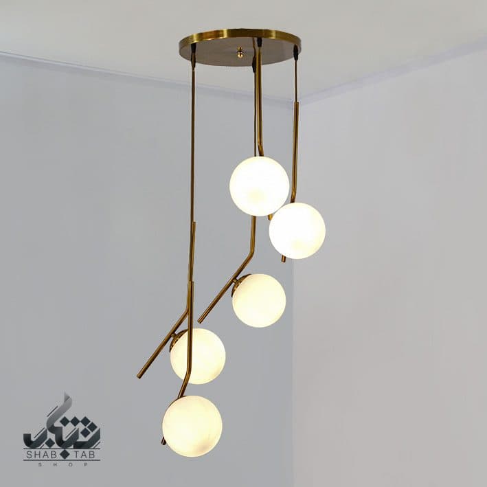 لوستر آویز مدرن پنج شعله چیکرو آنتیک SHJ