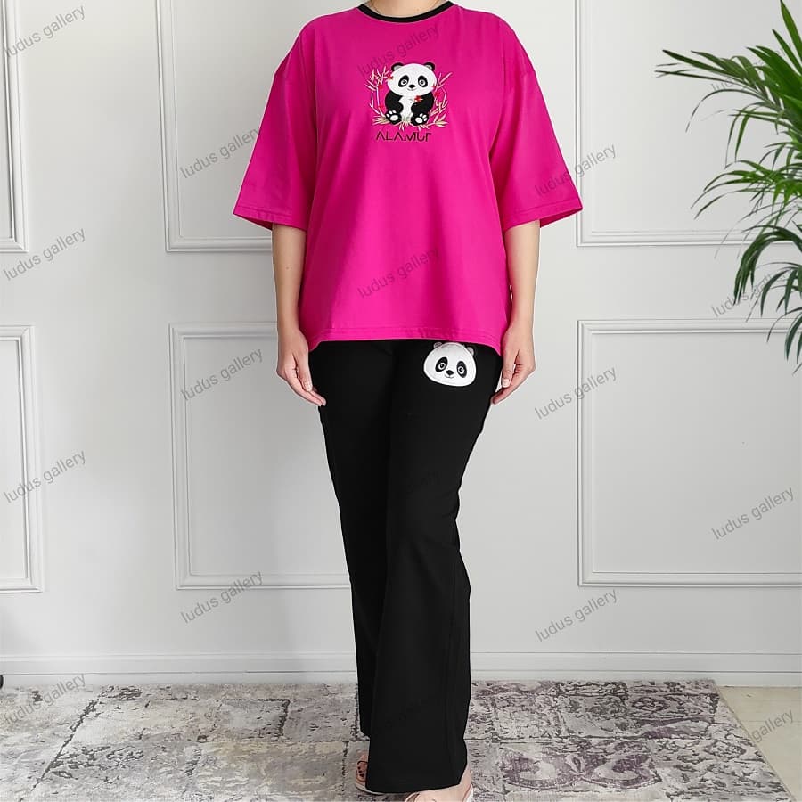 ست تیشرت و شلوار بگ طرح پاندا