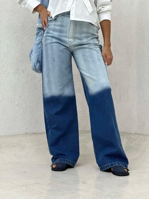 شلوار جین بگ دو رنگ