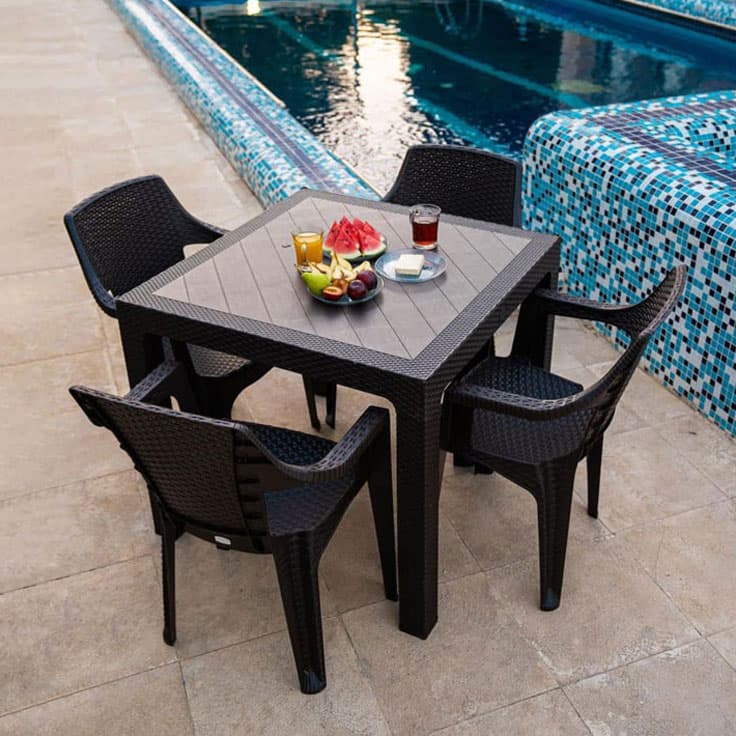 میز پلاستیکی تاشو طرح حصیری