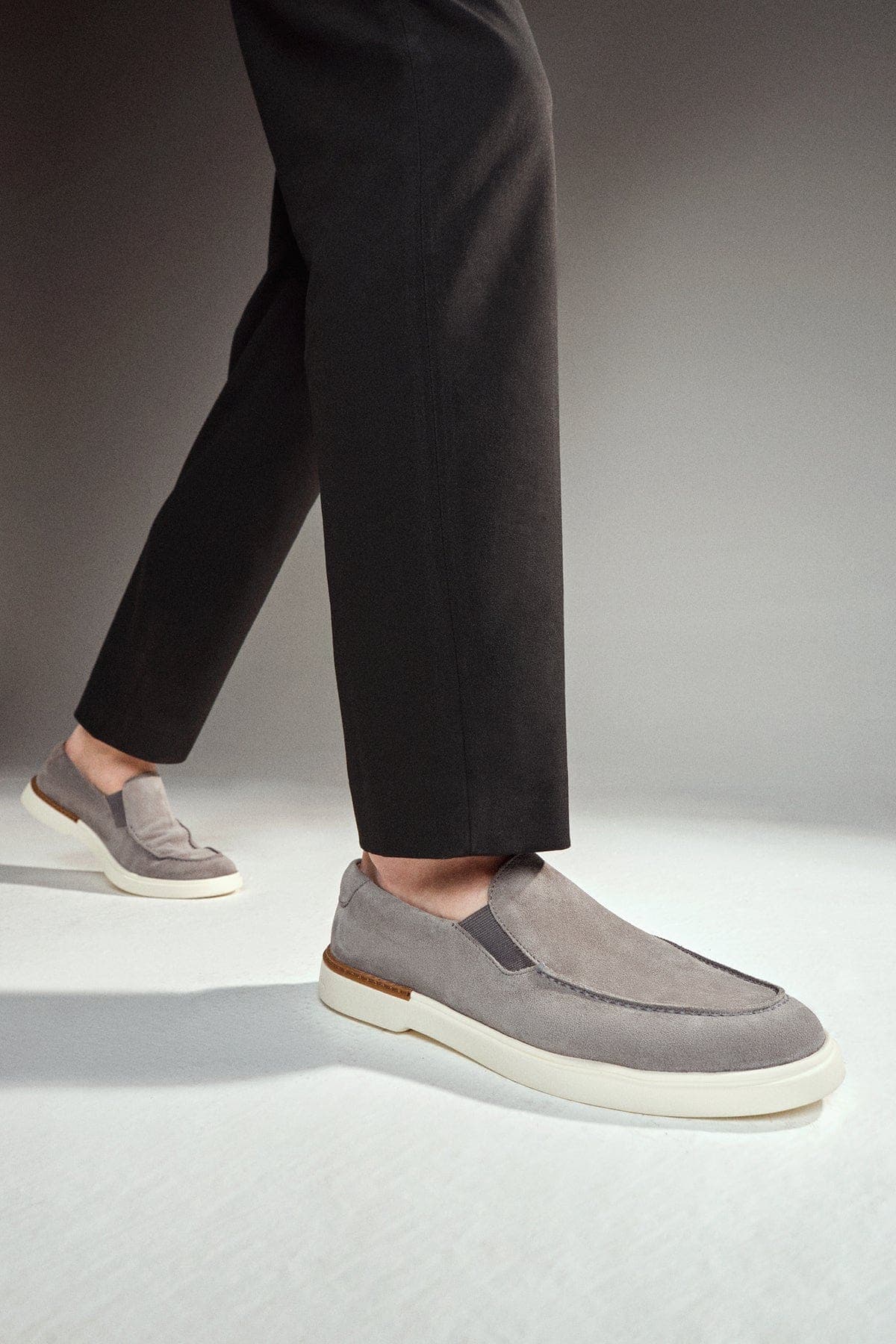 کفش لوفر مردانه جیر طوسی کژوال دری مد