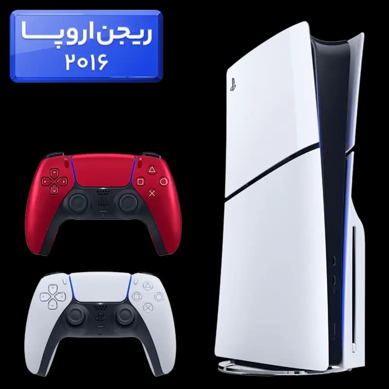 پلی استیشن 5 اسلیم ( PS5 Slim ) دیسک خور ریجن اروپا 2016 با یک دسته اضافه قرمز متالیک
