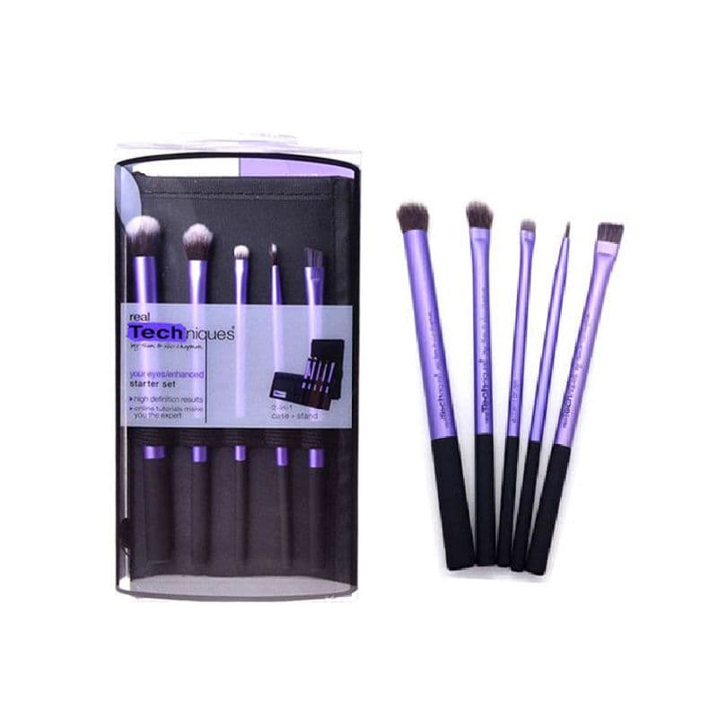 ست براش 5 عددی کیف دار آرایش چشم ریل تکنیک مدل Enhanced Eyes
