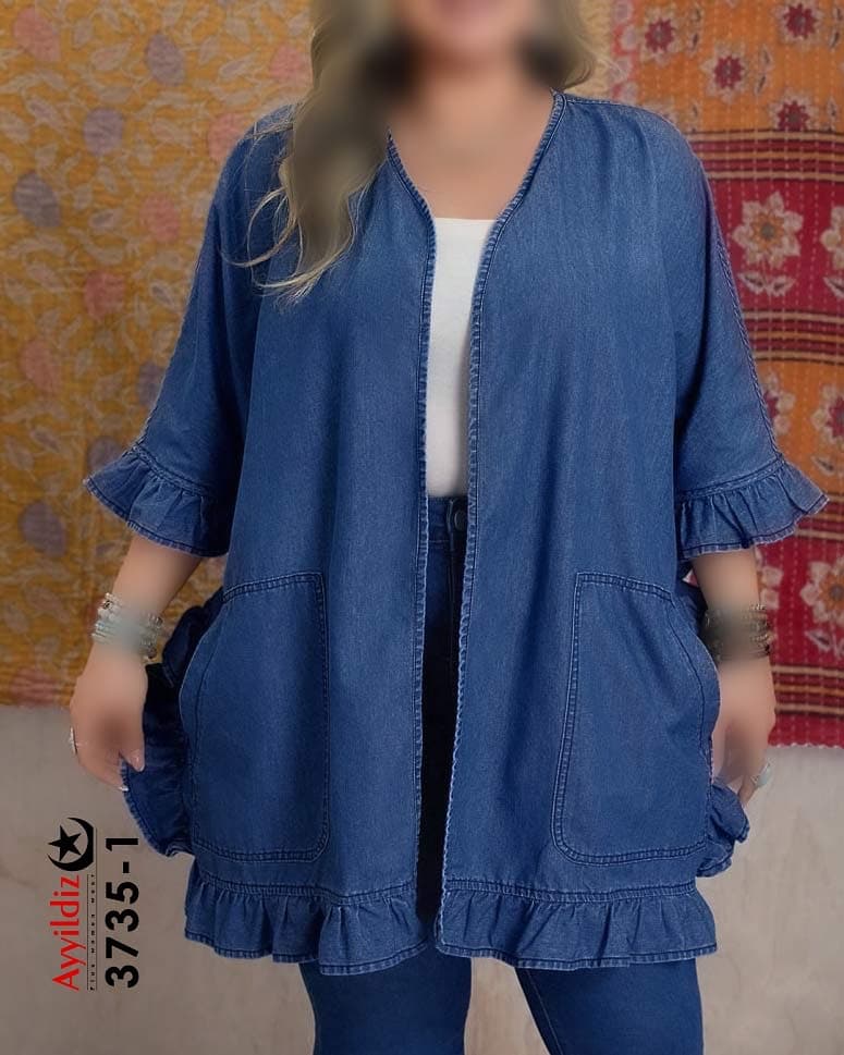 کت لی کاغذی زنانه شسته شده سایز بزرگ کد 3735