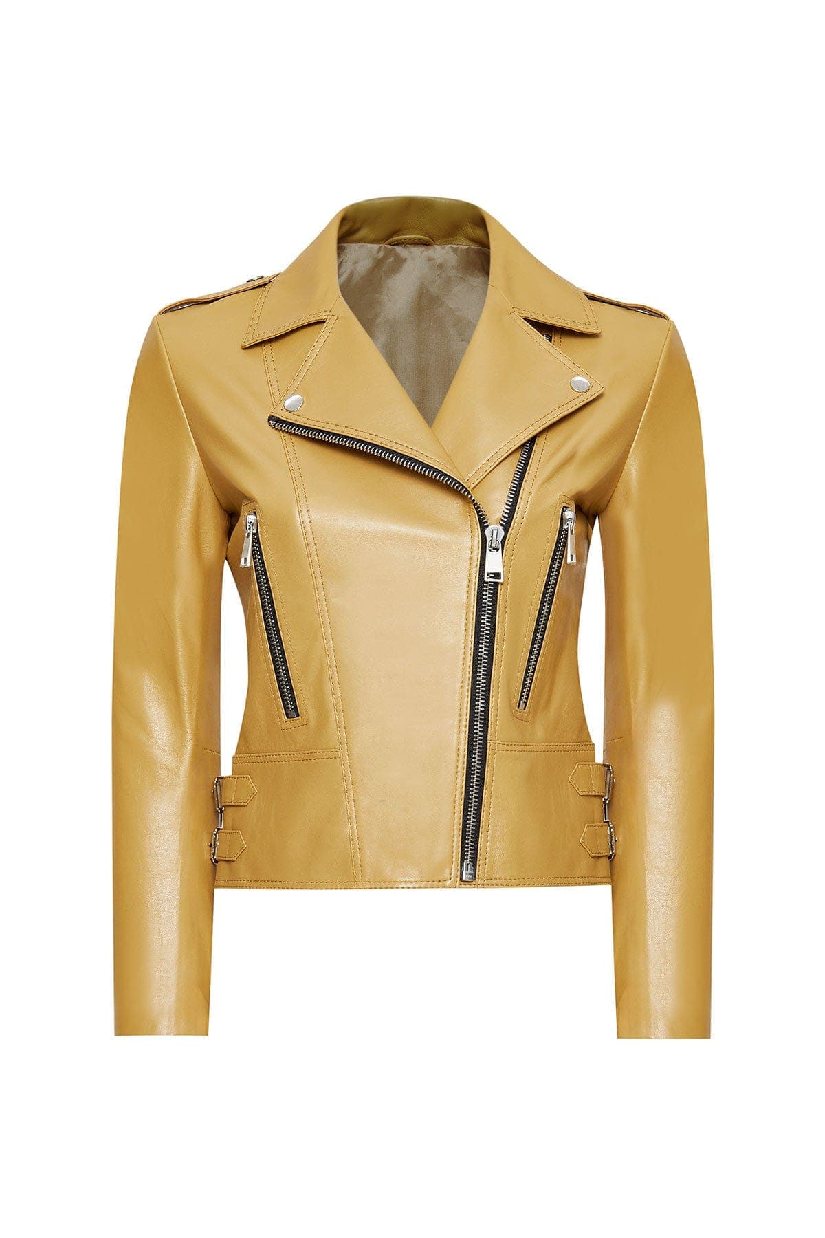 کاپشن چرم یقه دو سینه زنانه لاتویا دری مد