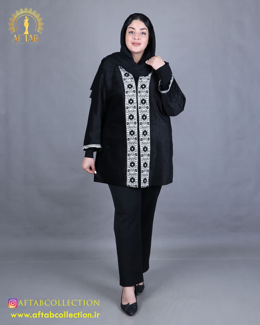 مانتو مخمل خرجکار هندی سایزبزرگ 5075